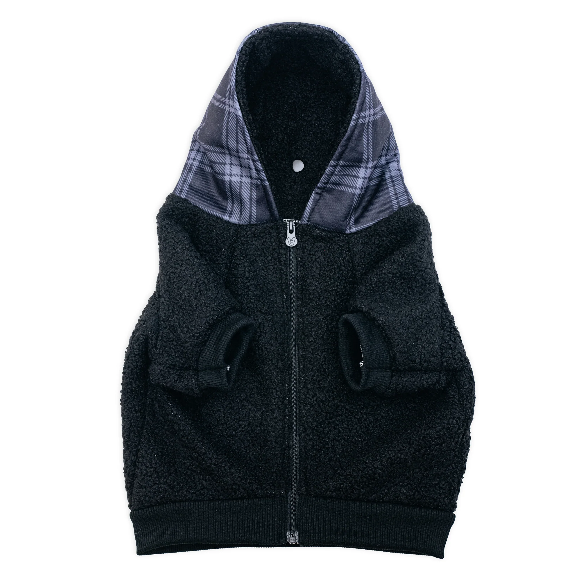 Frenchie Dog Hoodie - Black Plaid - Image 3