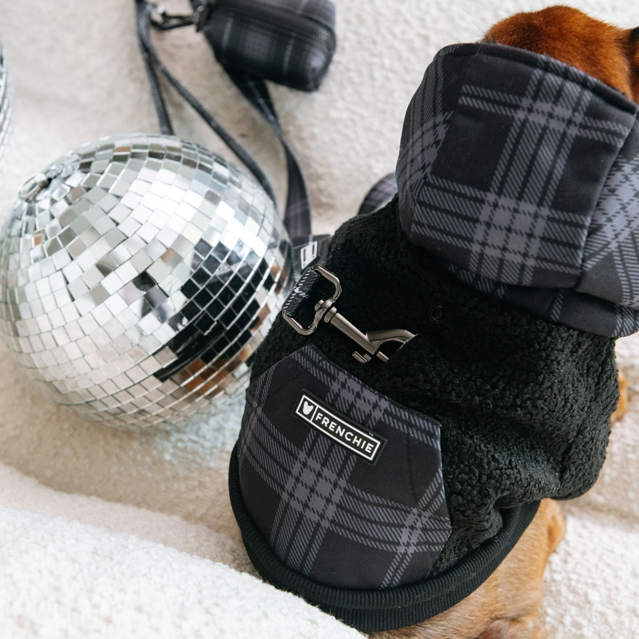 Frenchie Dog Hoodie - Black Plaid - Image 9