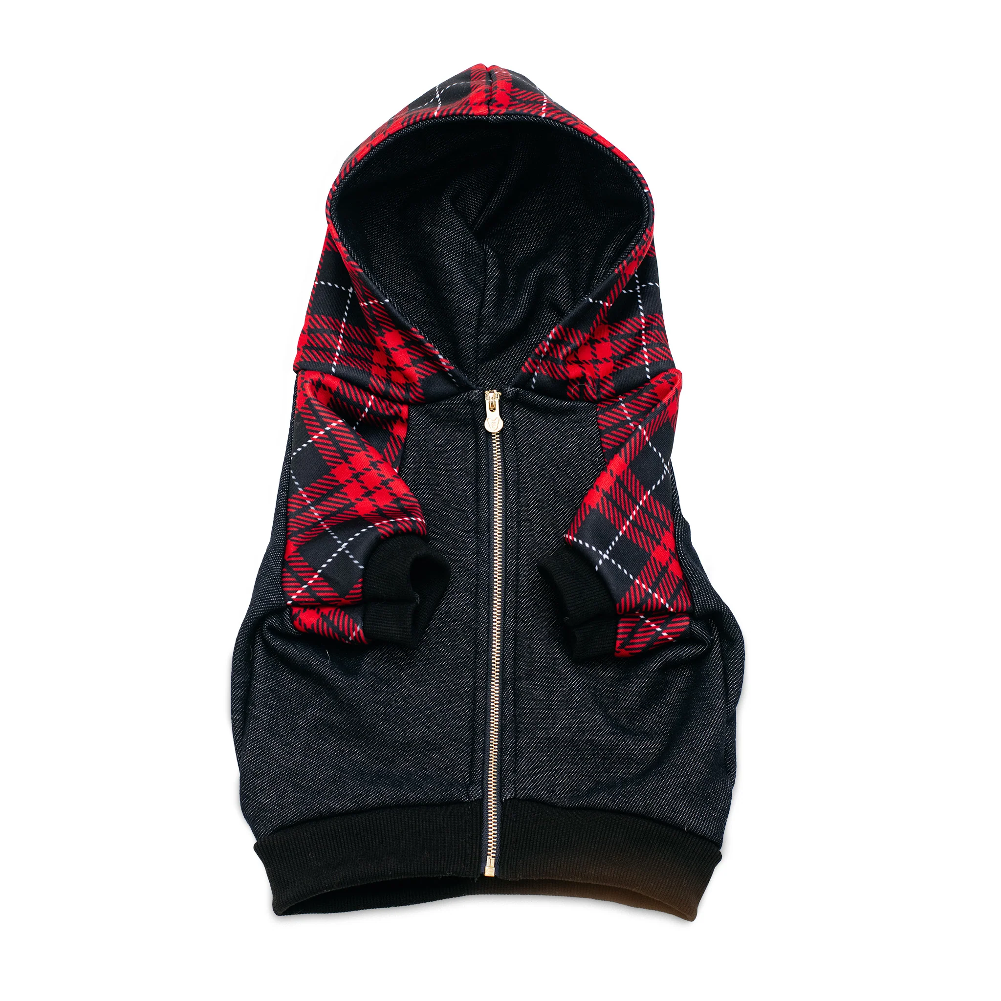 Frenchie Dog Hoodie - Red Tartan - Image 10