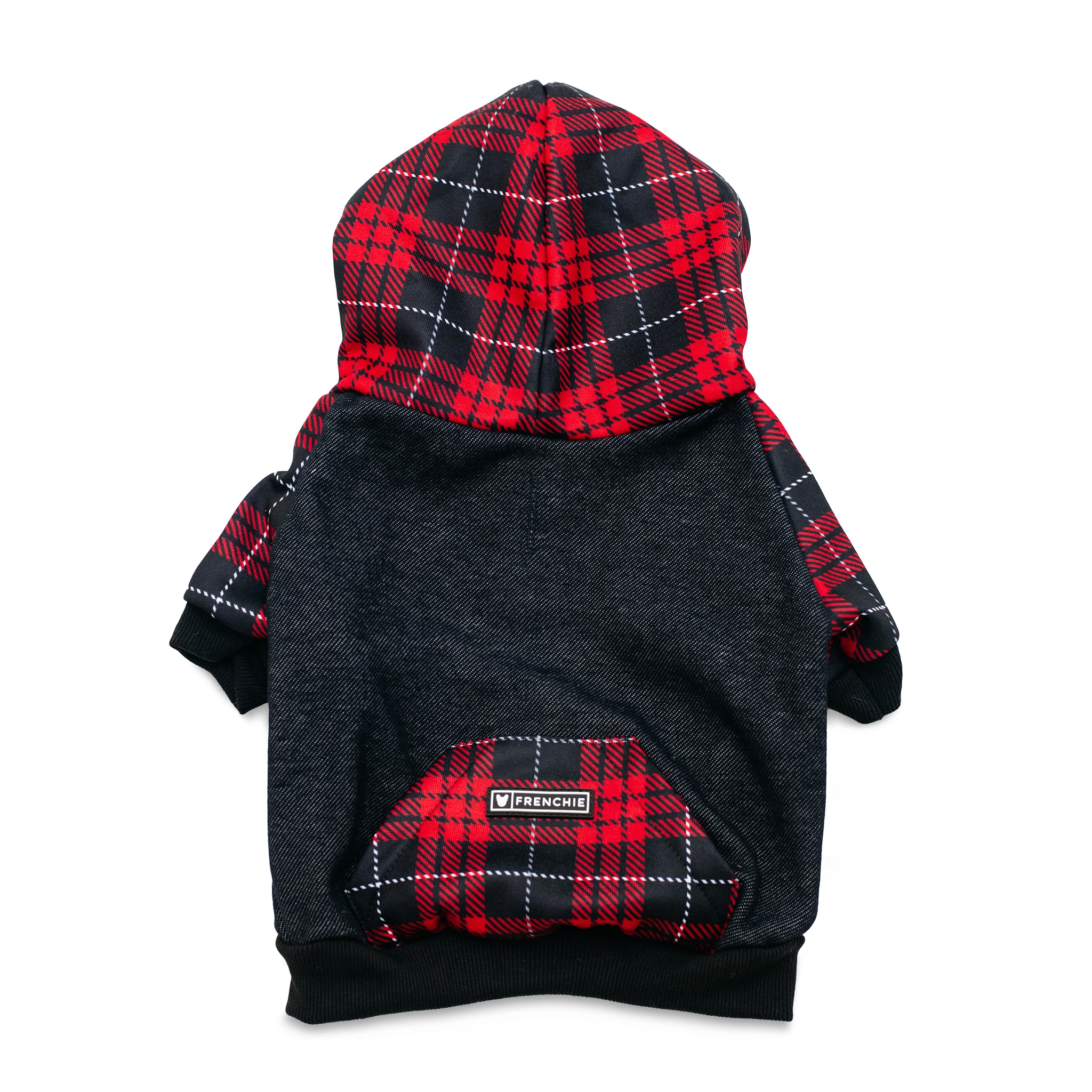 Frenchie Dog Hoodie - Red Tartan - Image 9