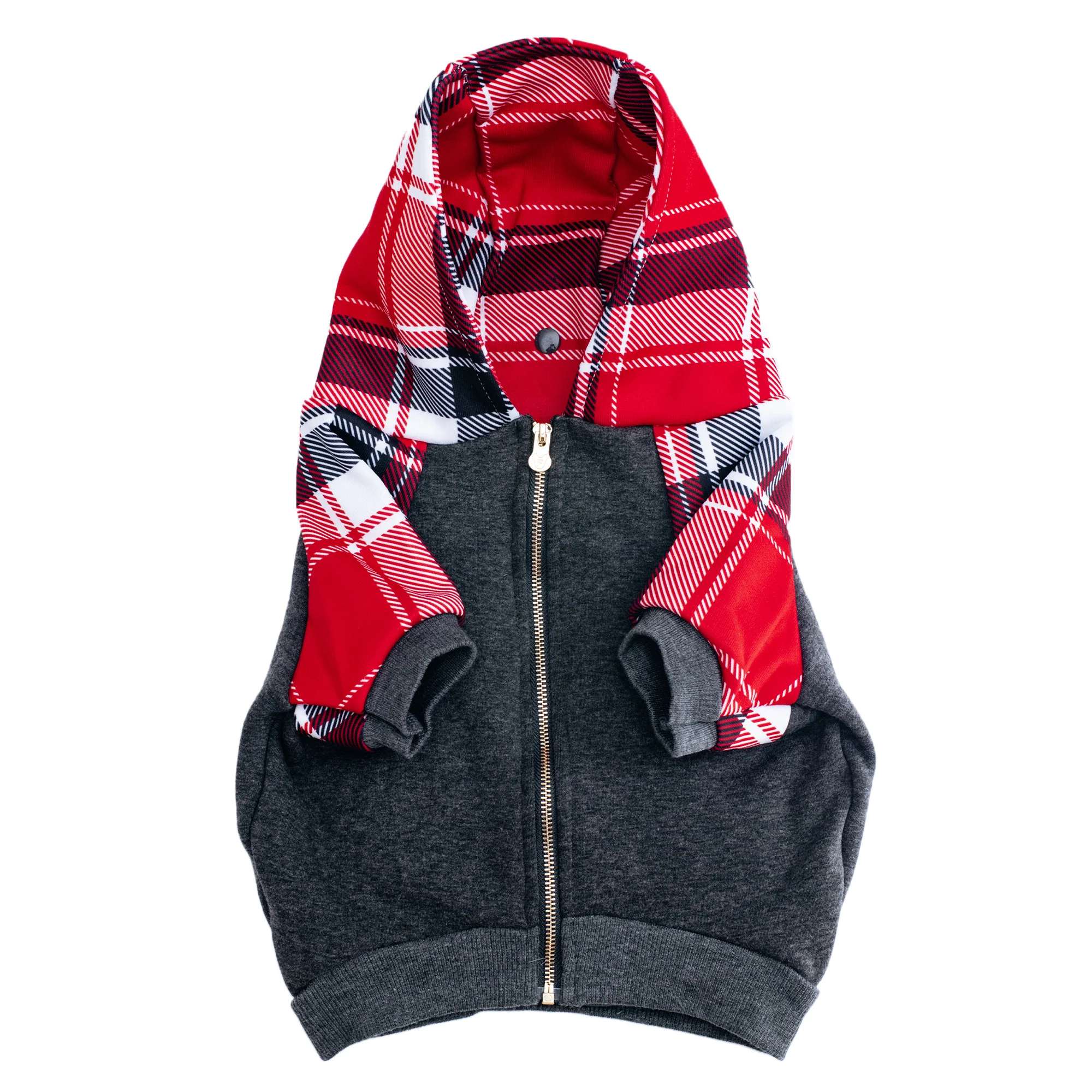 Frenchie Dog Hoodie - Scarlet Plaid - Image 5