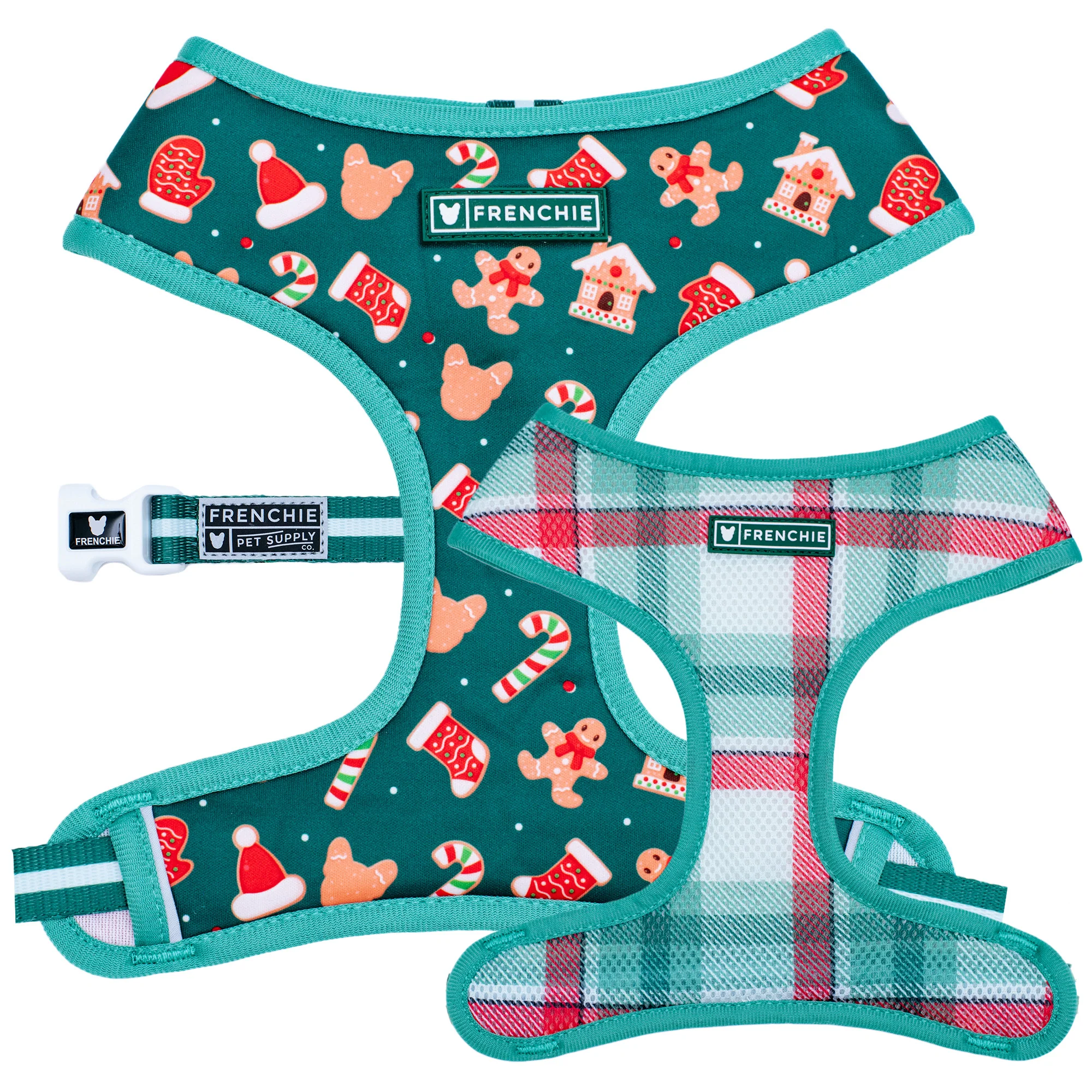 Frenchie Duo Reversible Harness - Gingerbread (Green)