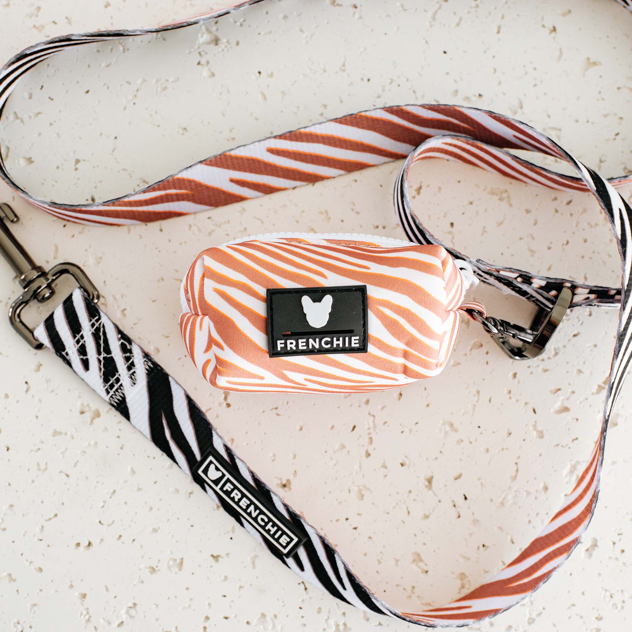 Frenchie Poo Bag Holder - Beige Zebra - Image 2