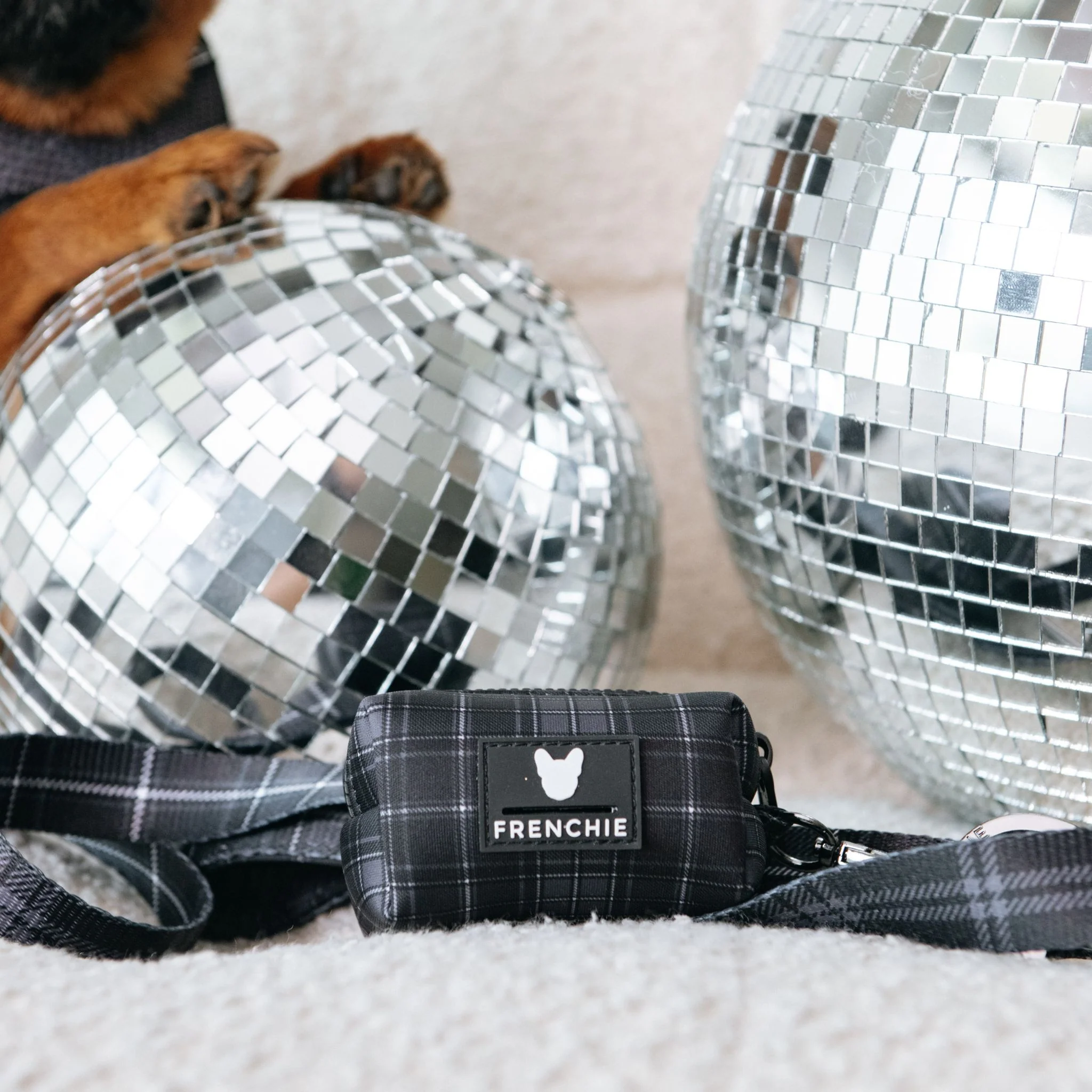 Frenchie Poo Bag Holder - Black Plaid - Image 2