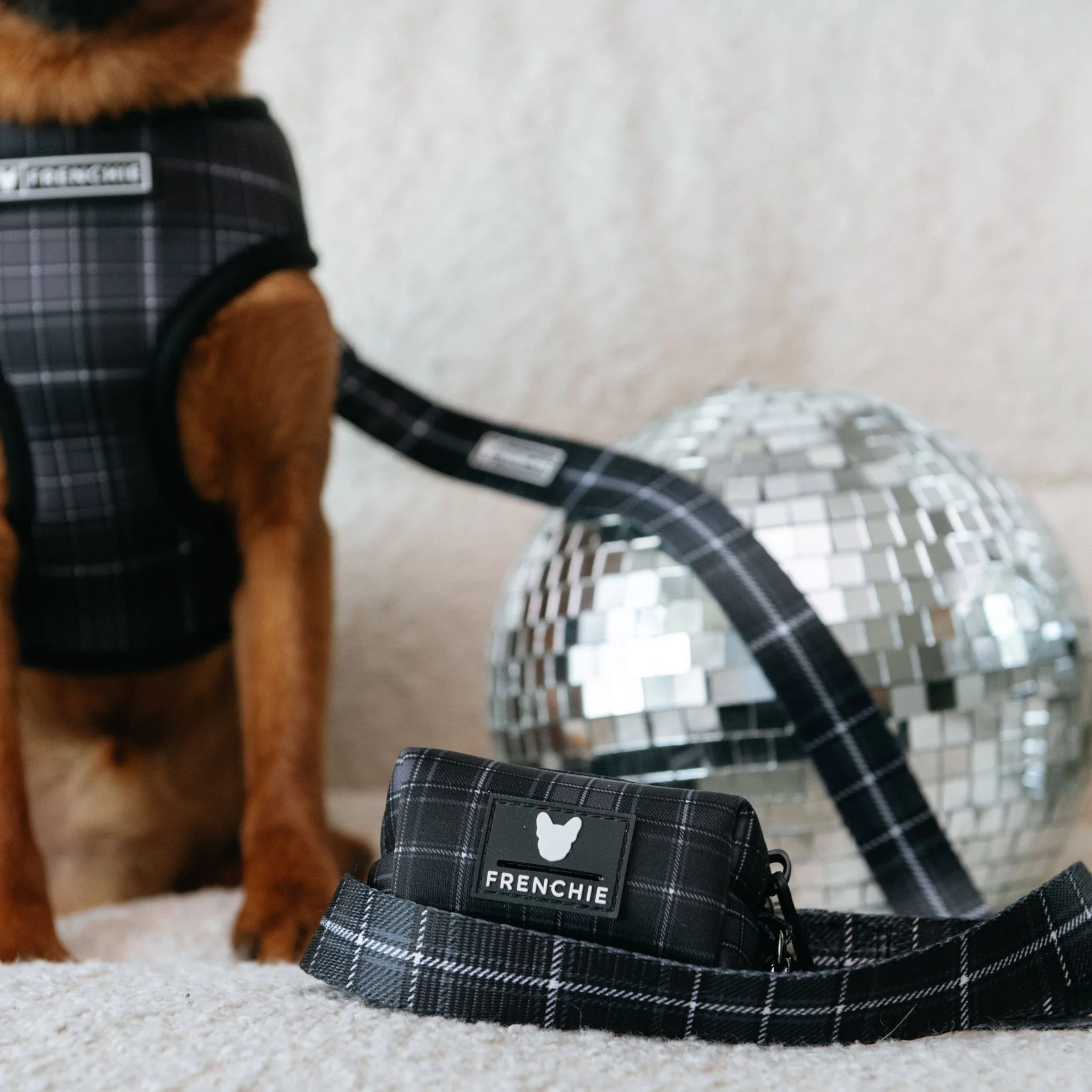 Frenchie Poo Bag Holder - Black Plaid - Image 4