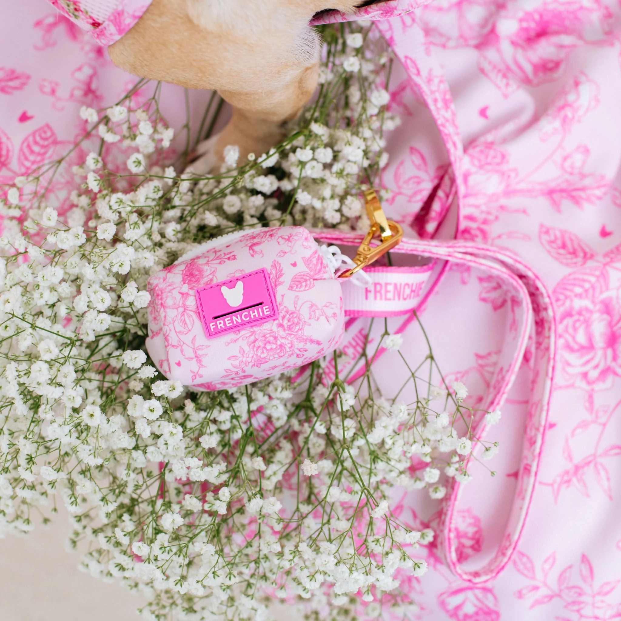 Frenchie Poo Bag Holder - Toile (Pink) - Image 2