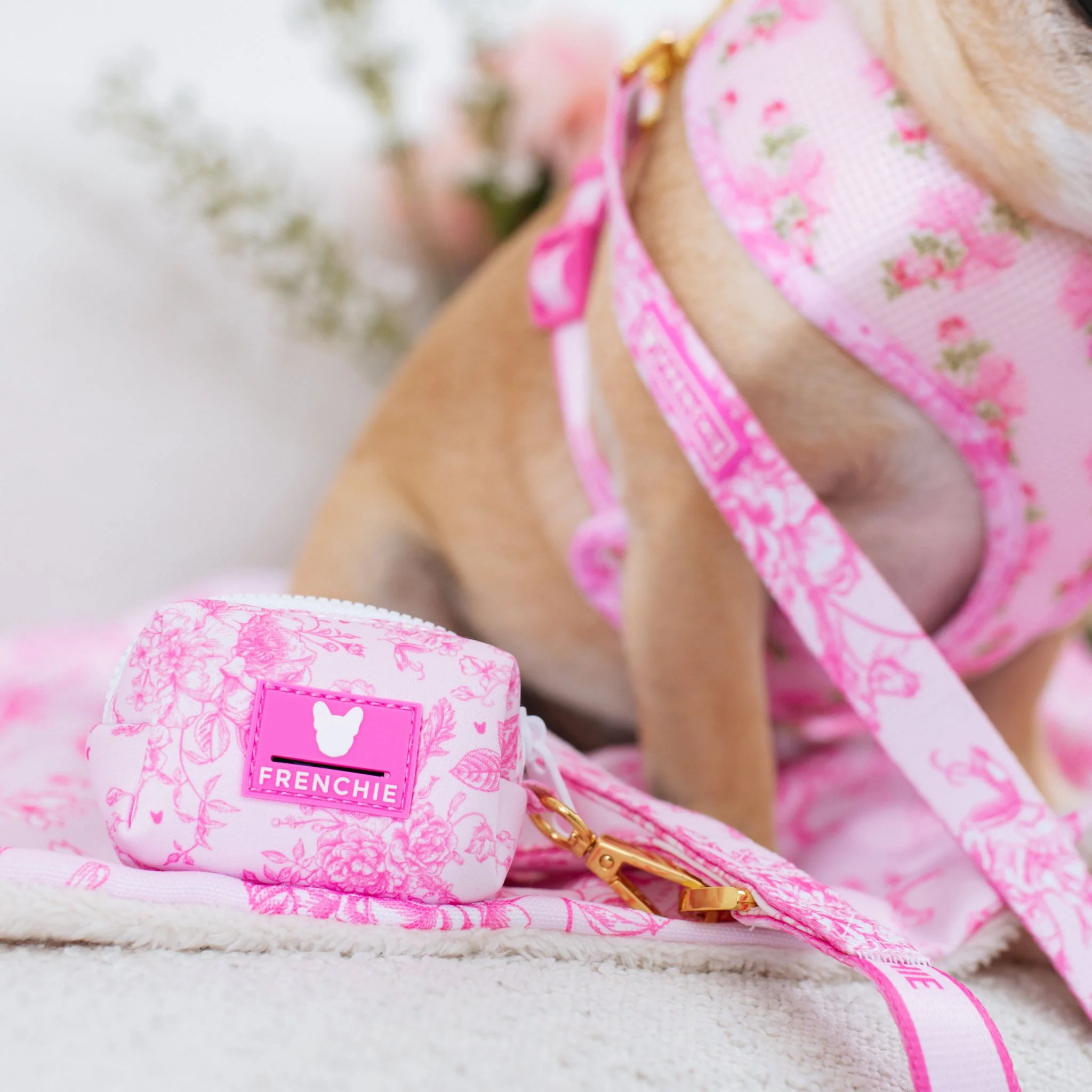 Frenchie Poo Bag Holder - Toile (Pink) - Image 3